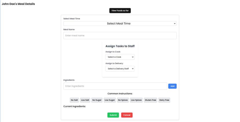 Food Prep and Assignment Form
